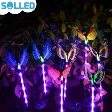 SOL светодиодный 3 шт./компл. с питанием от солнечной энергии Красочные градиент изменения Светодиодный оптический бабочка светильник ночь газон булавки лампа украшения сада