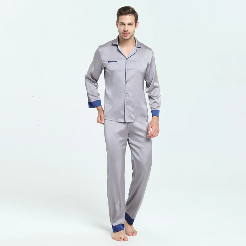 Mens Silky Satin Pajama Sets with Long Pants Sleepwear Home Wear Loungewear for Men | Мужская одежда
