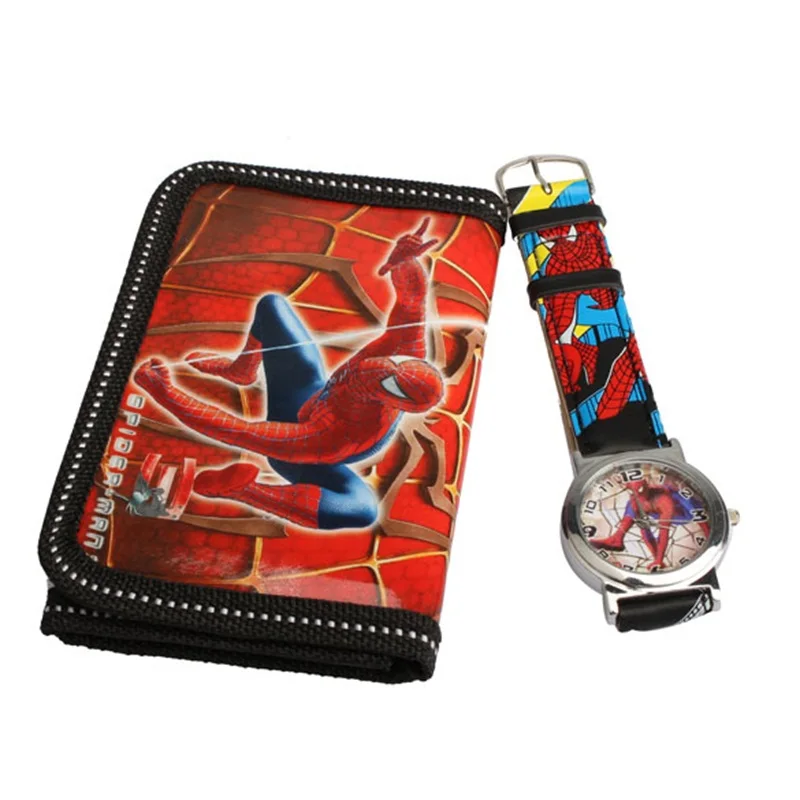 

New Hot sale Cartoon Watches Spider Man Series Quartz Watch With Purse Lovely Red Great Gift For Kids children montre cartoon