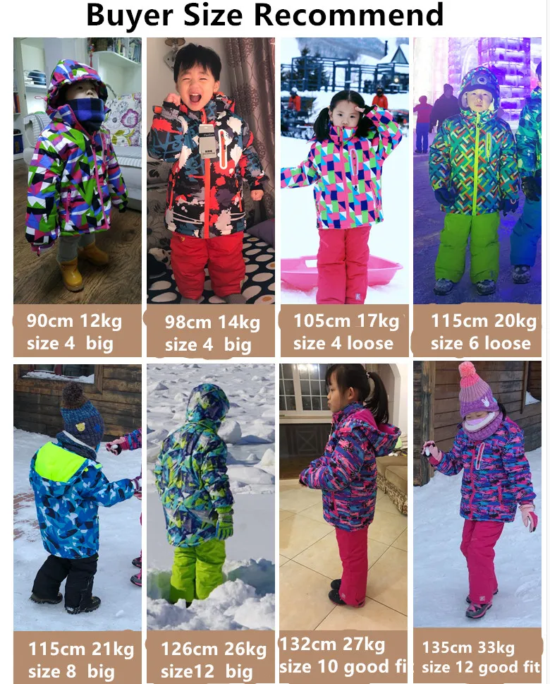 Комплекты одежды для детей 4-16 лет, зимняя ветрозащитная Водонепроницаемая Супер Теплая Лыжная куртка и штаны для мальчиков и девочек, подарок, 5 предметов