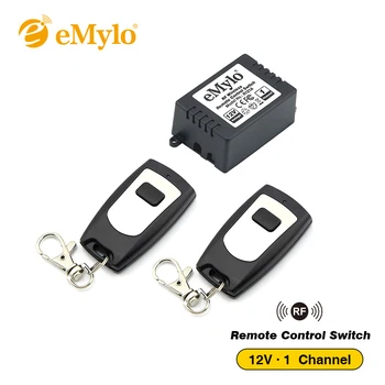 

eMylo DC 12V Smart Learning Switch, Wireless Remote Control Light Switch Black&White Type 2X Transmitter 1 Channel Relay 433Mhz