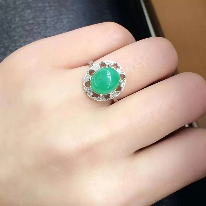 

2017 Real Qi Xuan_Fashion Jewelry_Colombia Green Stone Fashion Rings_S925 Solid Silver Woman Green Rings_Factory Directly Sales