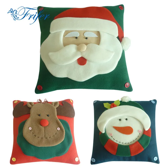 3D Velvet Christmas Pillow Cover Cases Xmas Snowman Elk Santa Claus Cushion Covers Pillowcase Navidad New