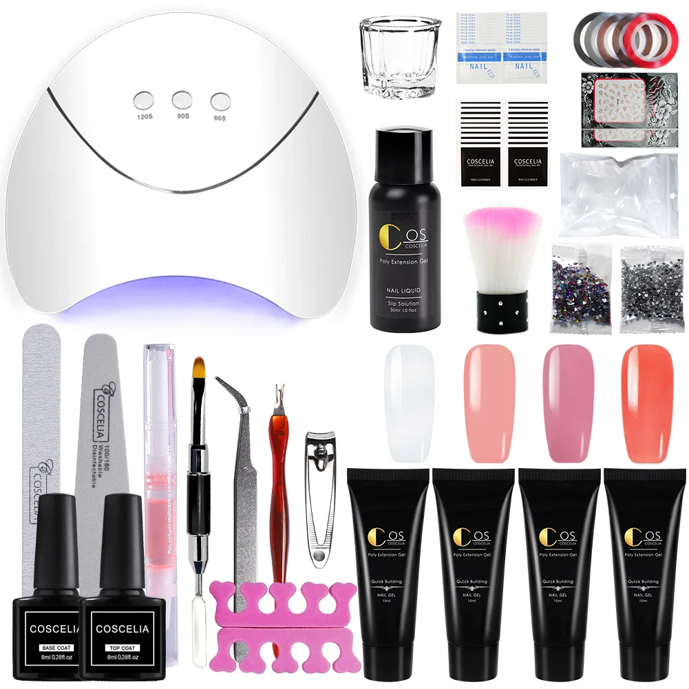 

COSCELIA 36W Poly Gel Set For Manicure Nail Art Gel Nail Extension Polish Kit Nail Quick Builder Enhancement Gel Kit For Nail