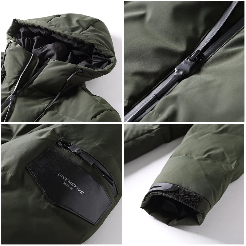 Пионерский лагерь модная зимняя одежда с капюшоном мужская пуховая куртка брендовая одежда толстой теплый пуховик мужской армии зеленый черный AYR705308