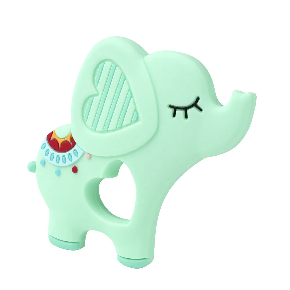 Слонёнком, детский силиконовый Прорезыватель Соска-пустышка Жевательная для прорезывания зубов игрушки-брелоки для детей - Цвет: Green