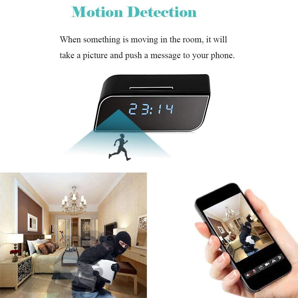 

FULL 1080P Table Clock Camera Home Security WiFi Mini IP Camera Infrared Night Vision Baby Monitor Surveillance CCTV Camera IP