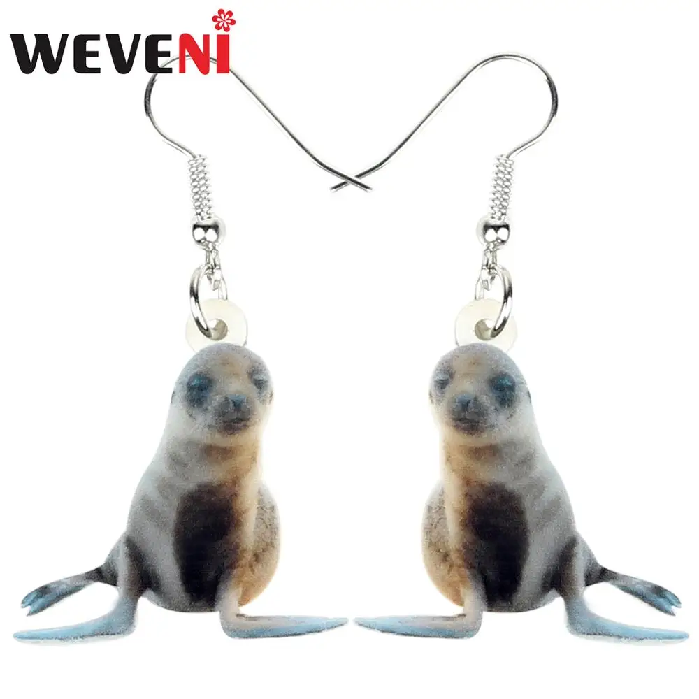 

WEVENI Acrylic Cute Australian Sea Lion Earrings Dangle Drop Fashion Design Jewelry For Women Girl Lovers Party Gift Decoration