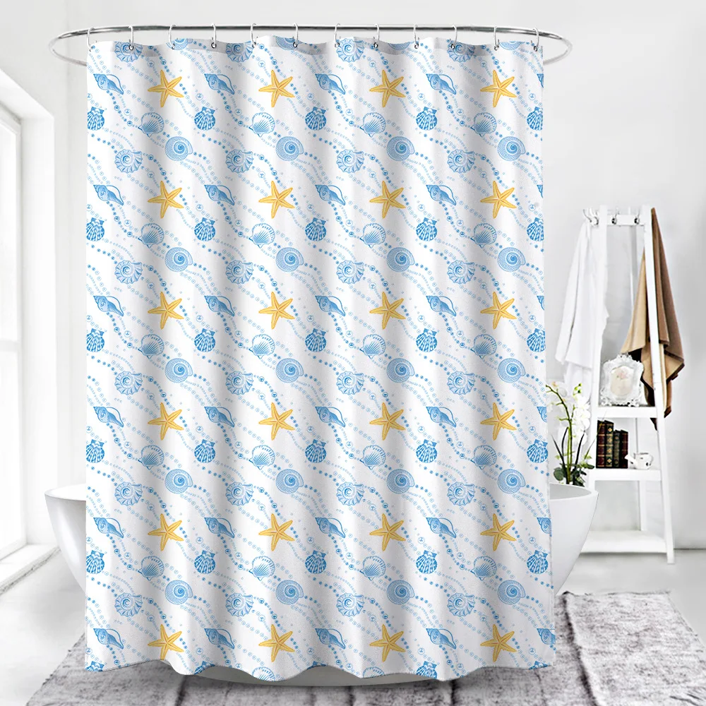 

Morigins Shower Curtain Seashell Starfish Multi-colored Shower Curtains Fabric Bath Curtain Durable Water Repellent Bath Curtain