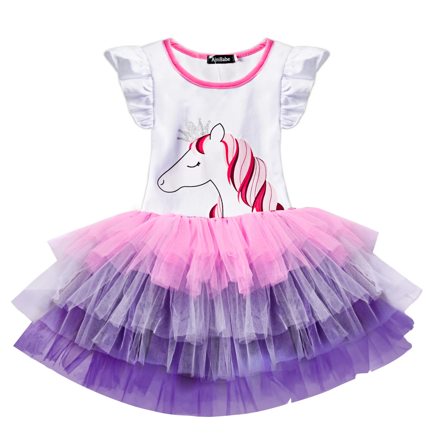

unicorn party dress girls rainbow dress summer tutu tulle dress unicorn princess toddler kids birthday party dress girl 4/6 year