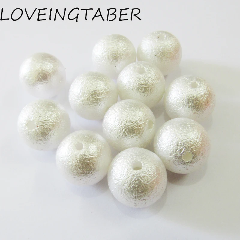

Wholesale ! 20mm 100pcs/bag Pure White Imitation/ Acrylic Pearl Wrinkle Beads