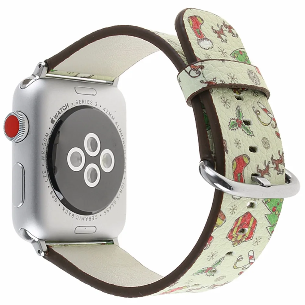 Кожаный ремешок OSRUI для apple watch 4 band 44 мм 40 Iwatch series 3 2 1 42 мм/38 Рождественский браслет