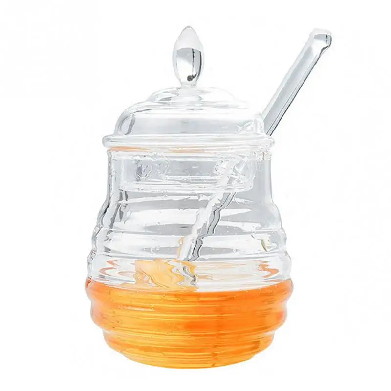 Acrylique Honey Pot sirop Bocal Distributeur Bee Hive cuisine porte-conteneur 200 ml