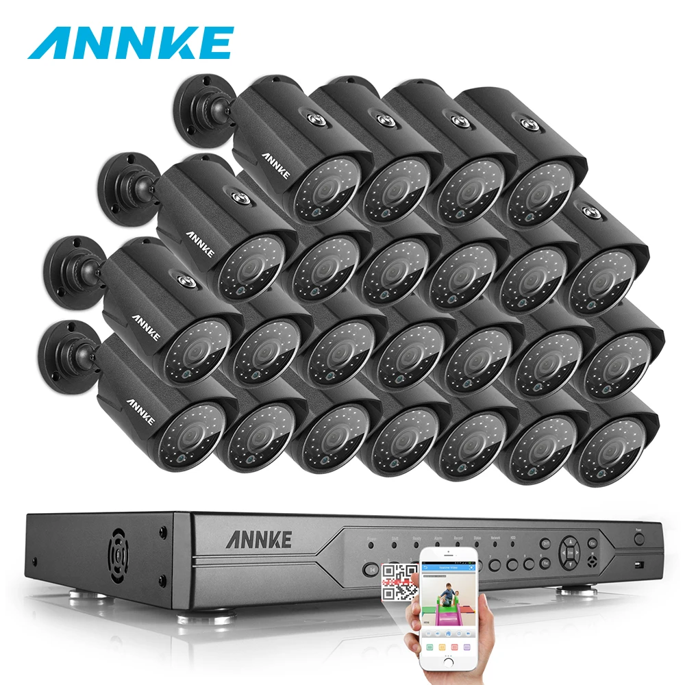 

ANNKE 24CH 1080N AHD CVBS IP 3IN1 HDMI DVR With 720P Outdoor Smart IR Bullet Weatherproof Cameras CCTV Surveillance Cam System
