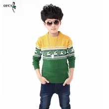 OFCS/Детский свитер; сезон весна-осень; кардиган с рисунком для мальчиков; Детские свитера с круглым вырезом; детская модная Стильная верхняя одежда; пуловер; 16T