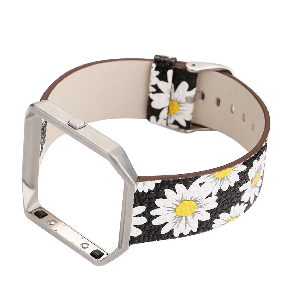 6 sun folwer-silver Браслет для Fitbit Blaze Band с рамкой полосы кожаный защитный чехол из нержавеющей стали ремни для Fitbit Blaze ремешок с рамкой - Цвет ремешка: 6 sun folwer-silver