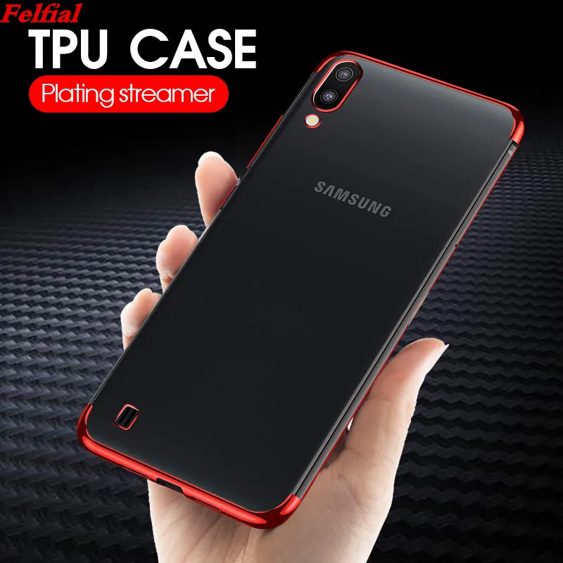 

Case Plating Soft TPU Transparent Anti-shock Cover For Samsung s10plus M10 M20 M30 A10 A30 A50 M30 M20 A50 A30 Elec-Plating Case