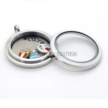 

New Fashion 30mm white enamel stainless steel screw floating locket charms.free shipping