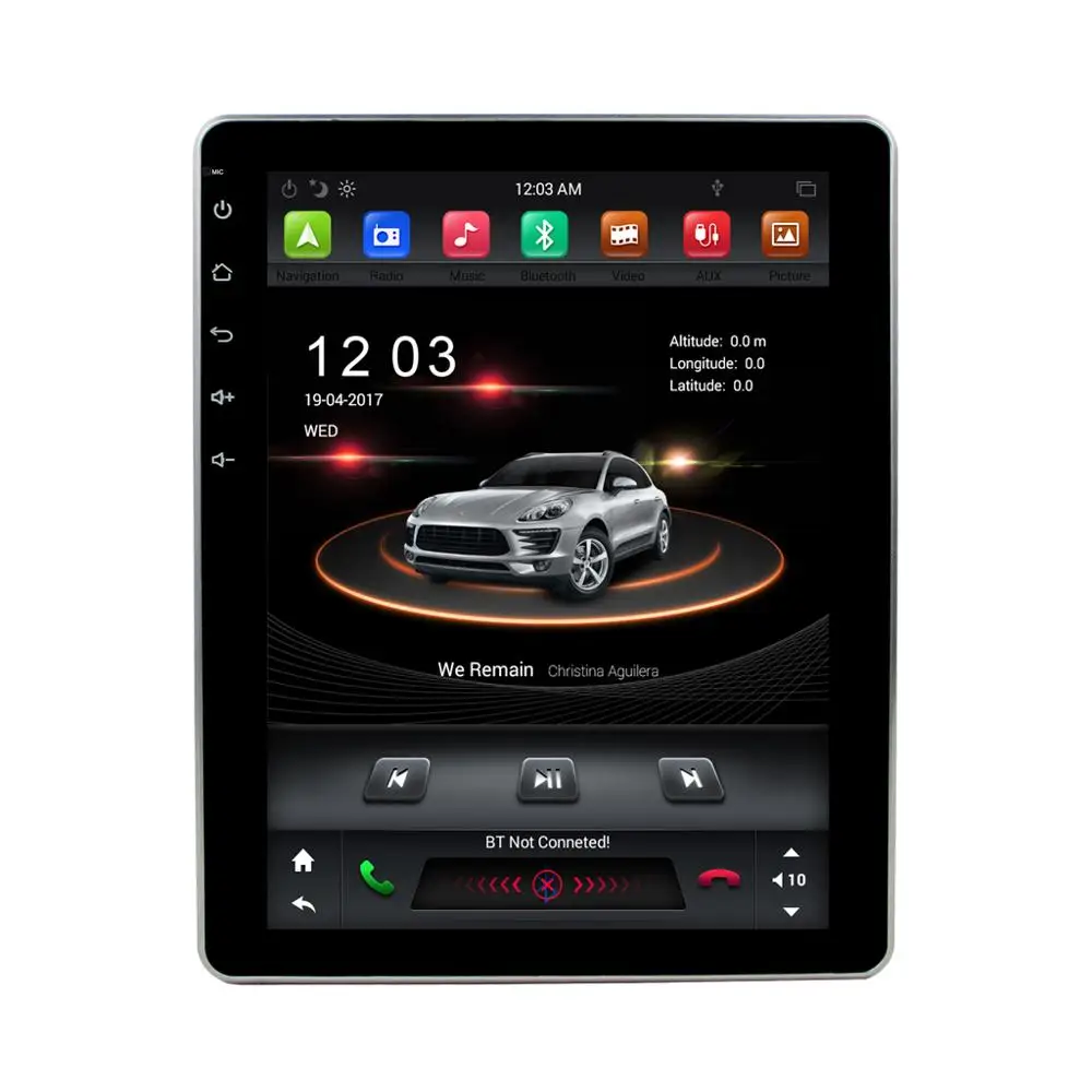 12.8'' Android 8.1 tesla style Car DVD Player GPS universal navigation stereo PX6 carplay IPS 6 cores Moving up and down rotable