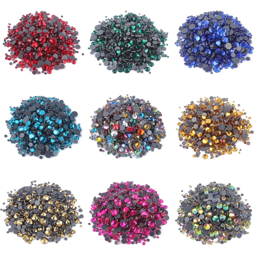 

Hot sale Mix size Hotfix Rhinestone SS6-SS30 1200pcs/lot Crystals and stones 37colors for Garment ornament free shipping