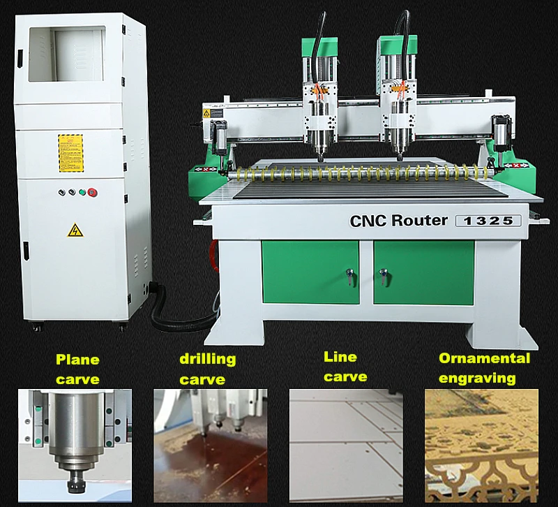 ЧПУ 1325 3.2KW двойная машина гравировка головы