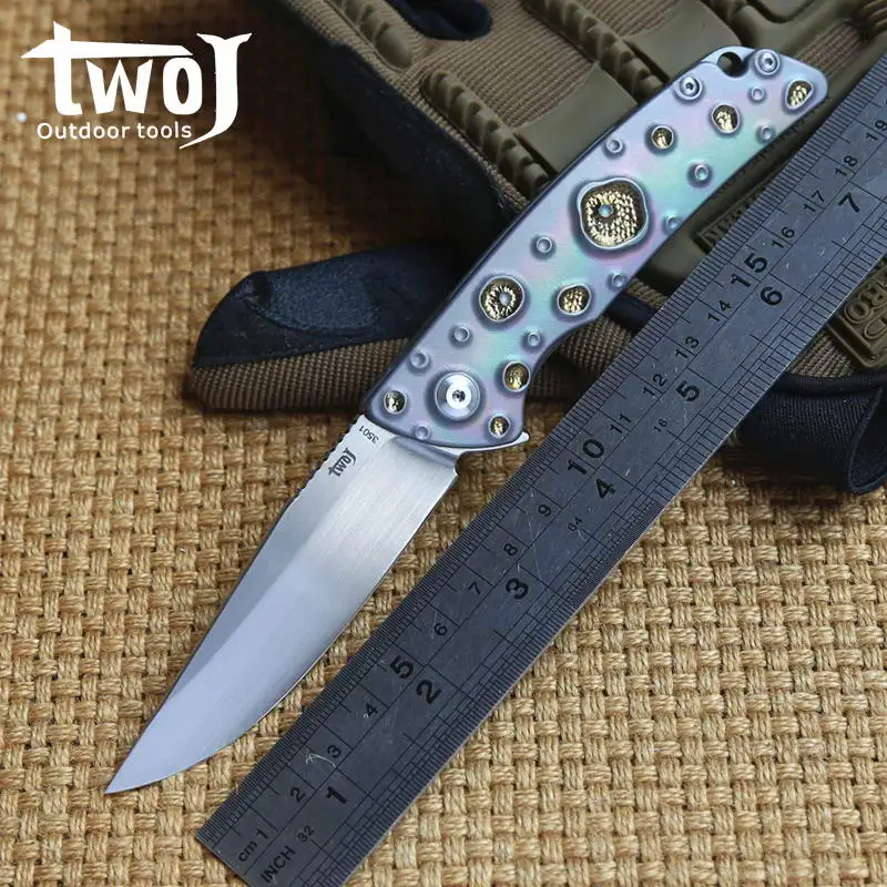 

twoJ 3501 original outdoors Folding knife Titanium handle S35VN blade Flipper ball bearing Tactical survival Knives EDC tools