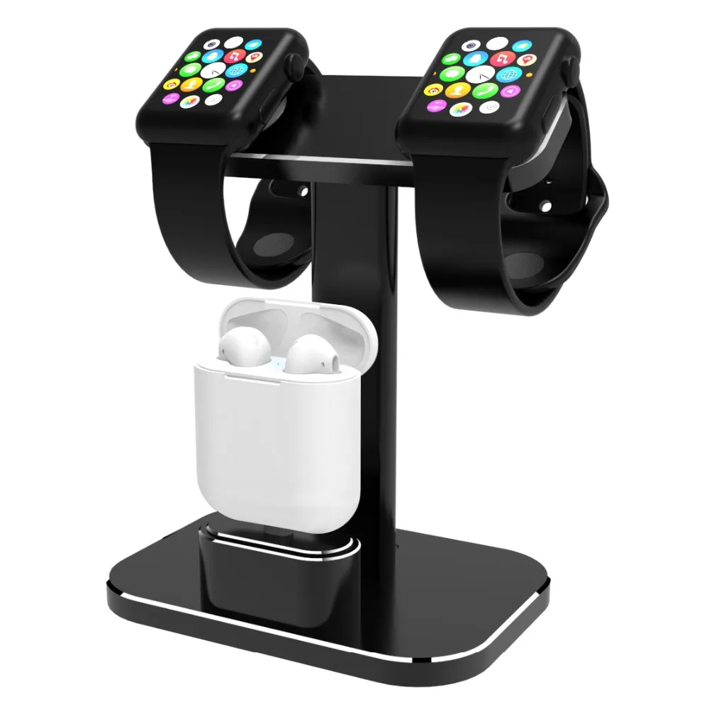 

Compatible 2 In 1 Watch Stand Replacement For Apple Watch I Watch Charging Dock Station Stand Holder Aluminum Airpods Stand
