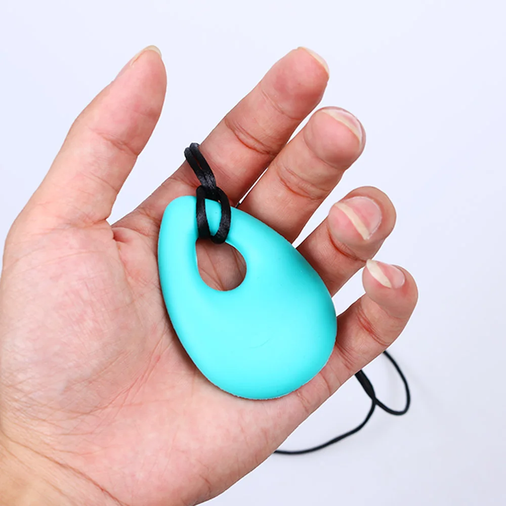 

1 PC Cute Teardrop Baby Pendant Teether Teething Necklace Soft Silicon Teether Autism Sensory Chew Baby Healthy Care