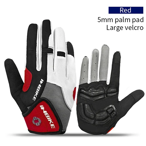Red INBIKE Полный Finger Сенсорный экран Перчатки MTB велосипеда Велосипедный Спорт Прихватки для мангала Гель Мягкий Открытый Спорт Перчатки для фитнеса велосипед Интимные аксессуары - Цвет: Red