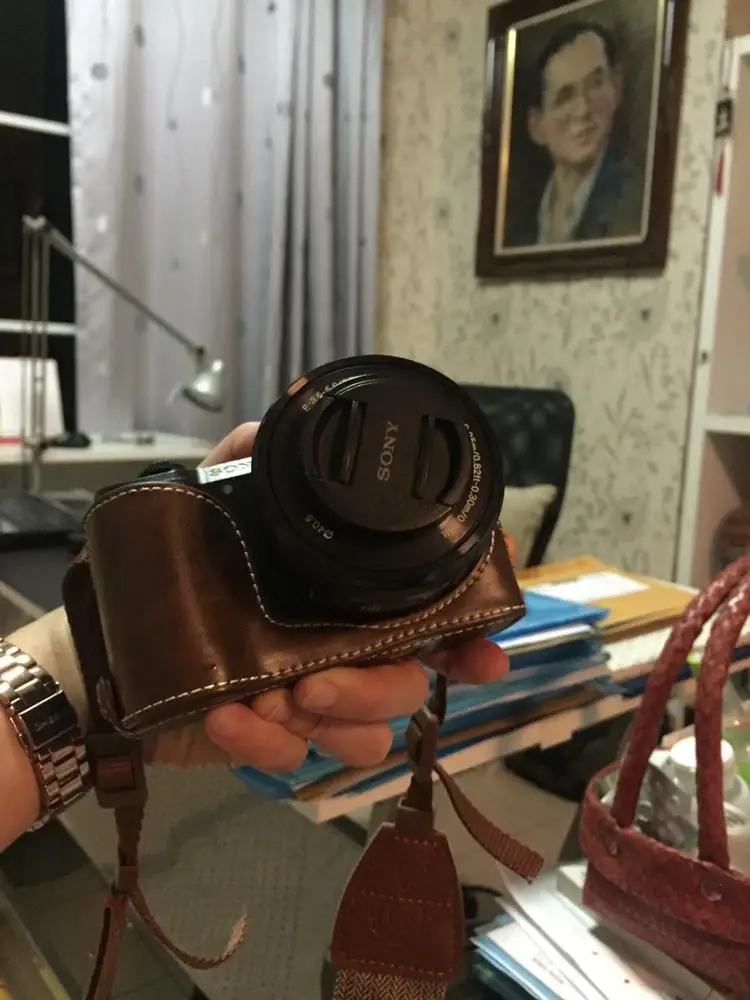 Кожаная сумка для камеры Sony A7M2 A7R2 A6400 A6500 A6300 A6000 a7R3 A5100 A5000 A9 A7R RX1 комплект с крышкой