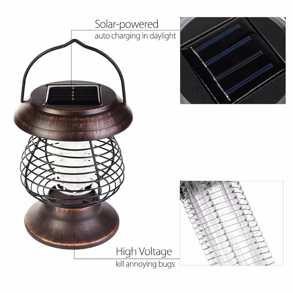 Chiclits Solar Power Mosquito Killer Light Convenient Portable UV LED Pest Killing Lamp Outdoor Camping Waterproof Bug Repellent (12)