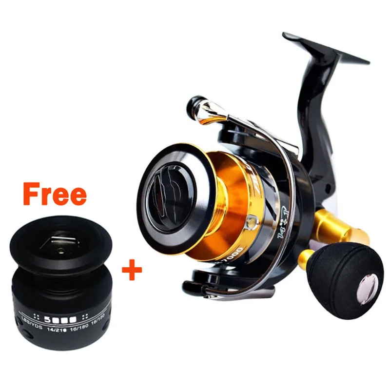 14+1BB Double Spool Fishing Reels Metal Spinning Carp Trout Bass Reel+ Spare Line Cup Left/Right Hand Freshwater Saltwater Wheel