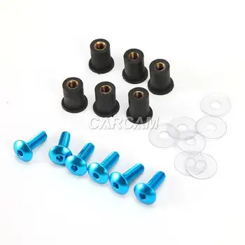 6x M5 Blue Motorcycle Windscreen Bolts Screw For Triumph Honda Suzuki Yamaha Kawasaki Can Am KTM