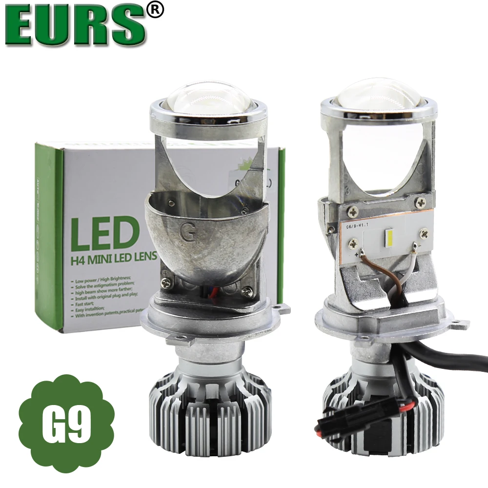 

EURS 2pcs 2018 new style Lens Car headlight H4 led 70w 8000lm 6000k fans high light headlamp Mini size super bright led G9 lamp