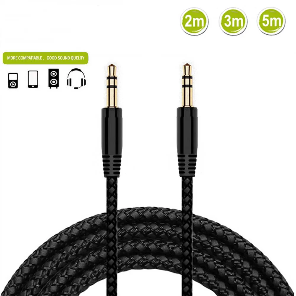 3.5mm Jack AUX Audio Stereo Headphone Extension Cables Cord 2 Meter Male To Cable for IPhone Earphone Car Speaker |