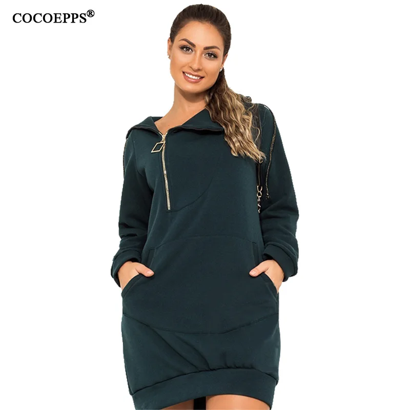 

2019 Hoody Casual 5xl 6xl Women Dress Big Size Warm Winter Dress Large Size Straight Short Dress Zipper Plus Size Dress vestidos