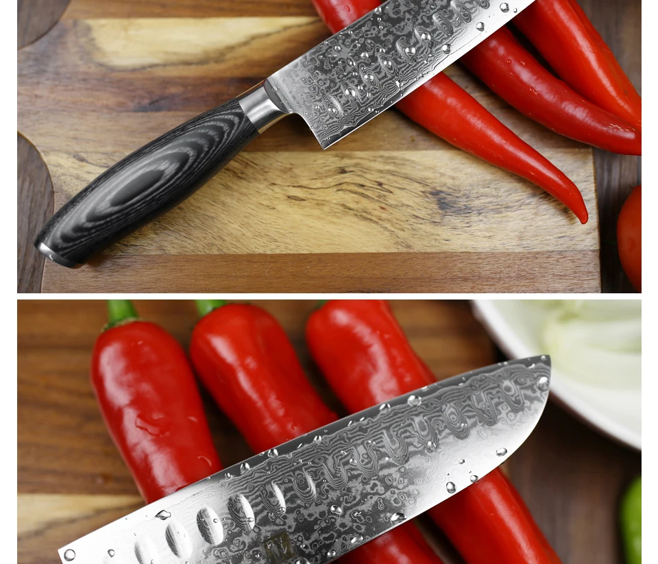 XINZUO " дюймовый нож Santoku 67 слой высокоуглеродистой дамасской стали для приготовления пищи японский кухонные ножи шеф-повара с деревянной ручкой Pakka