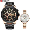 CURREN Top Brand Luxury Lovers Watches Full Steel Men Women Quartz Couple Watch Set Fashion Couple Watches For Lovers 3