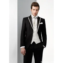 Новые Черные смокинги для жениха 3 шт итальянский стиль, для мужчин свадебные костюмы для выпускного вечера шафер Жених костюм Блейзер masculino