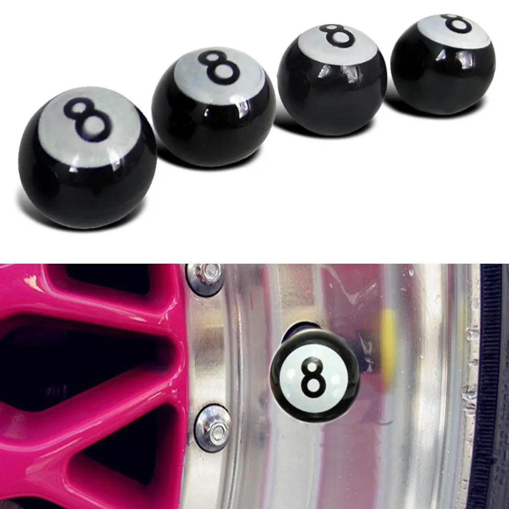 

4PCS Universal Auto Car Truck Bike Billiards "Pool 8 Ball" Tire Tyre Air Valve Stem Caps Wheel Rims