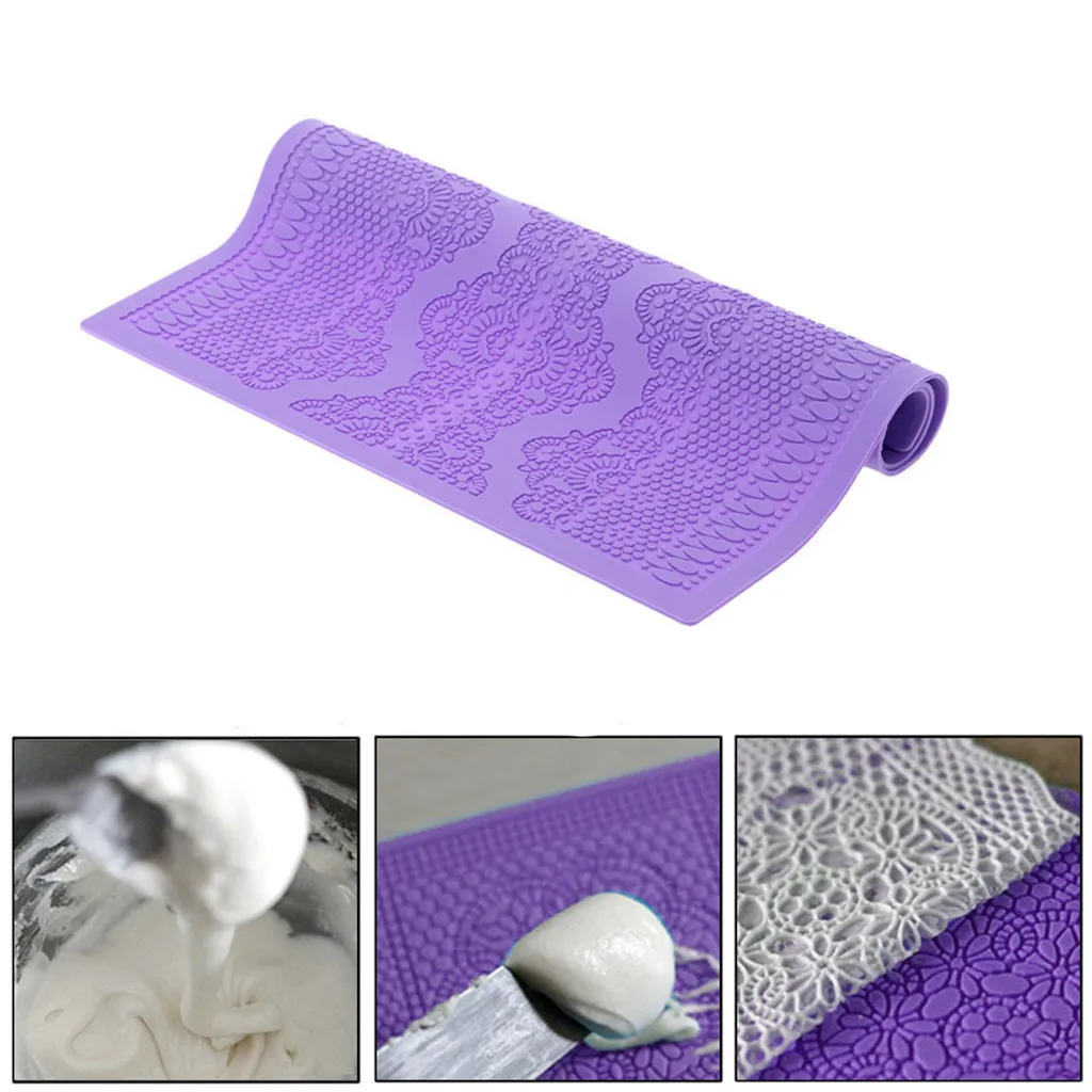 

Lace Mould Silicone Mat Fondant Sugar Craft Cake Mold DIY Baking Decorating Tool New Arrived #30181212