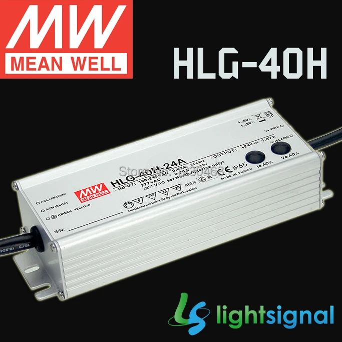 MeanWell светодиодный драйвер HLG-40H с 40 Вт IP65/IP67 Водонепроницаемый PFC дополнительный