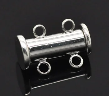 

DoreenBeads Silver color 2 Strands Magnetic Slide Clasps 15x10mm(5/8"x3/8"), sold per lot of 5 (B17178), yiwu