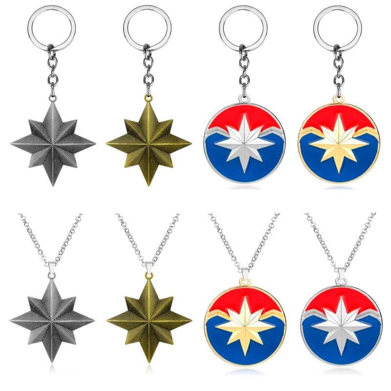 

Dropshipping Movie Jewelry The Avengers Captain Marvel Logo Necklace Fashion Metal Ms. Marvel Pendants Necklaces Women Men Gift