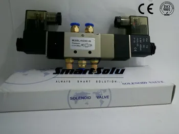

Free shipping Pneumatic Solenoid Valve 4V230C-06 Double Coil 1/8" BSP 110V AC 5/3 Way 5 Port With fittings and muffler