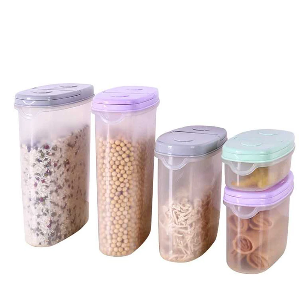 

Cereal Dry Food Storage Container Airtight Leakproof Storage Bottle With Locking Lids for Cereal Flour Sugar Rice(Random Color)