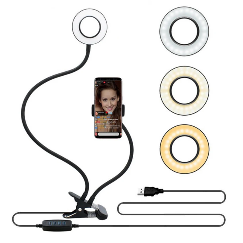

Selfie LED Ring Light with Cell Phone Mobile Holder/Stand for Youtube Live Stream Makeup Camera Lamp for iPhone X Android