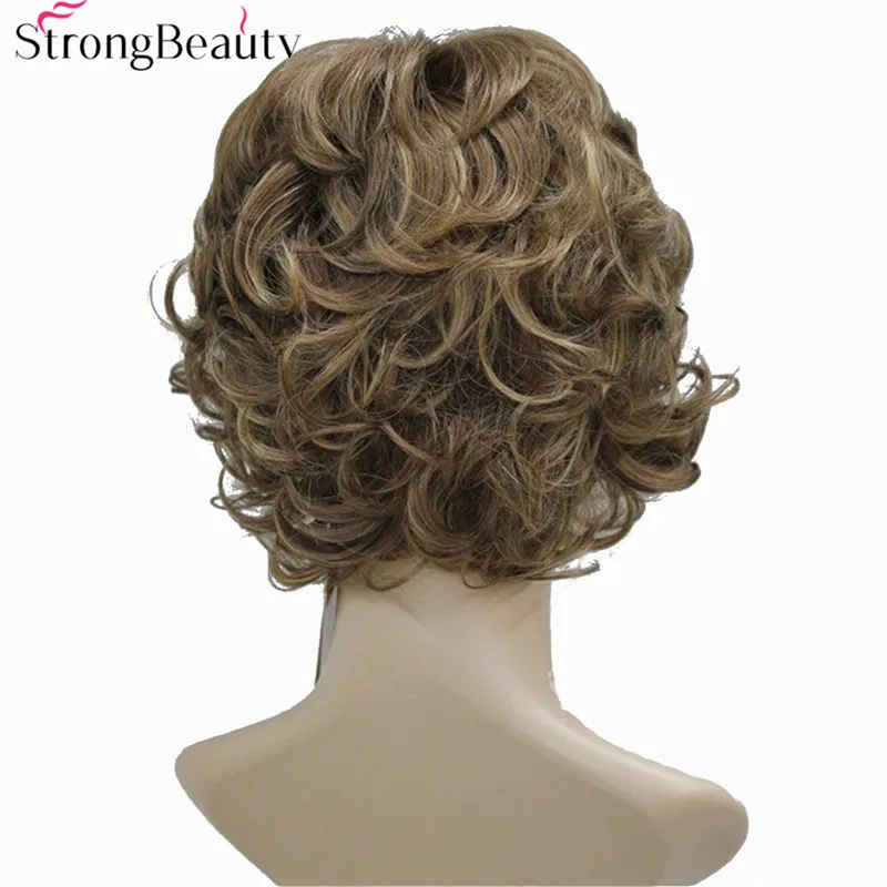 Strong Beauty Synthetic Wigs Women's Curly Ends Short Fiber Wig With Layered Bangs 17 Colors