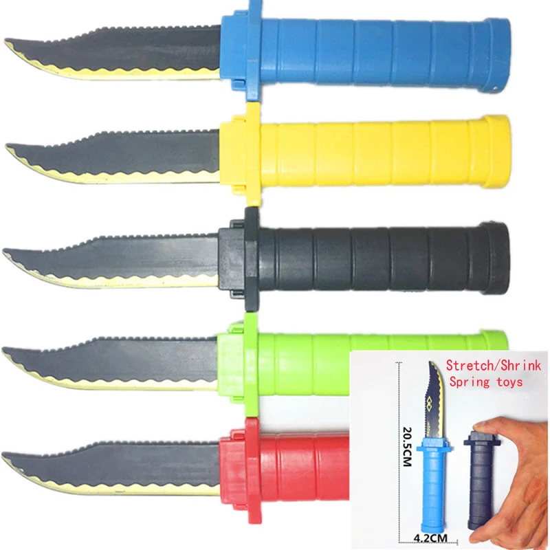 New plastic knife toy spring shrink knife funny toysin