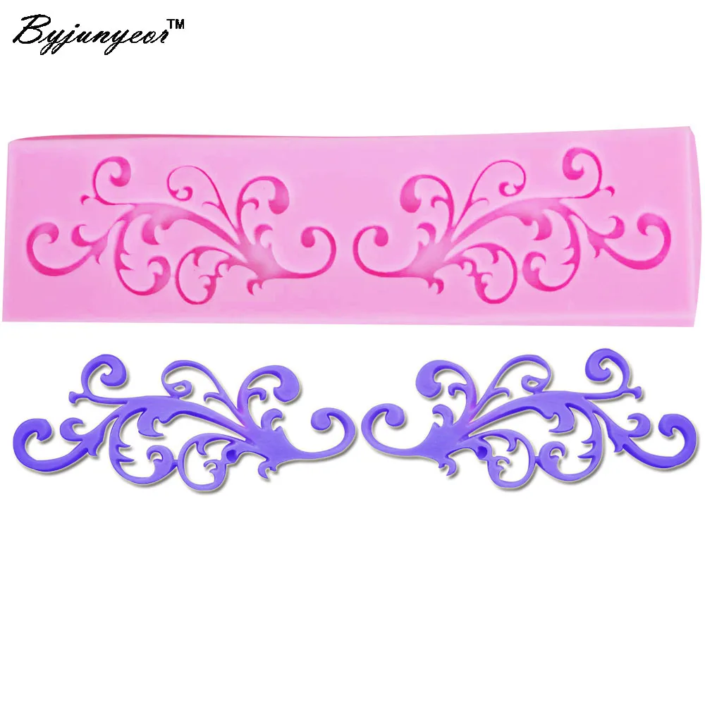 

Byjunyeor F1041 Symmetrical Lace Leaf Pattern Silicone Mold Chocolate Cake Decorating Baking Tool Wedding Decoration Cupcake